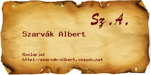 Szarvák Albert névjegykártya
