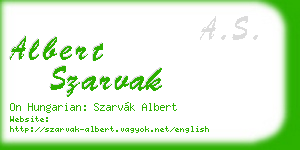 albert szarvak business card